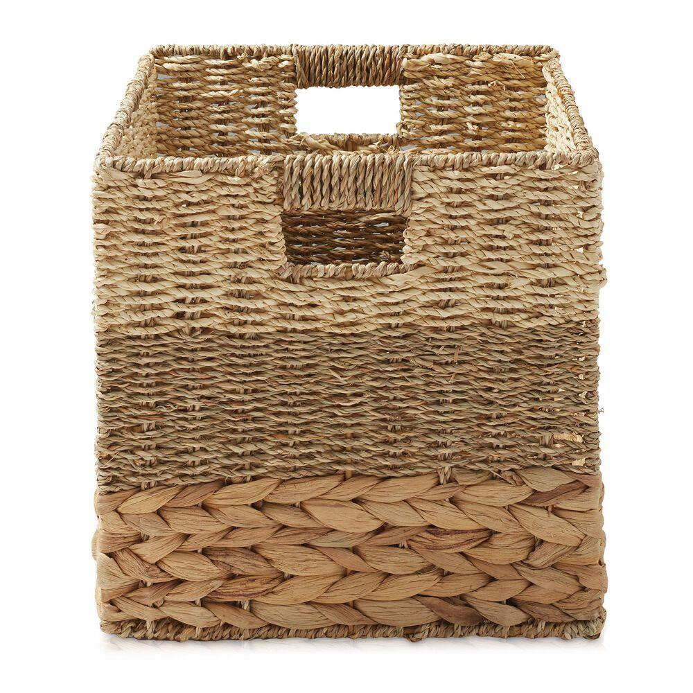 Brown Mixed Weave 10.5 In. X 10.5 In. Wicker Hyacinth Decorative Basket Storage Cube Set of 4