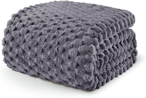 3D Fleece Twin Size Blanket for Bed, Dark Grey | Extra Soft Fuzzy Plush Lightweight Bed Blankets, Cozy Fluffy Decorative Blankets for All Seasons, 60X80 Inches