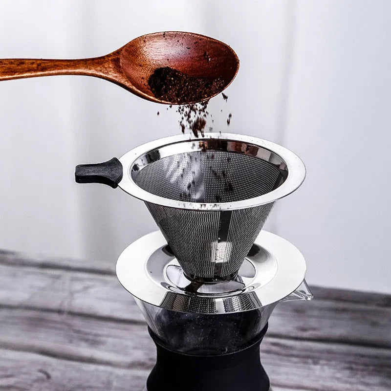 Reusable Coffee Filter Holder Double Layer 304 Stainless Steel Coffee Tea Strainer Coffee Accessories Coffee Making Tool