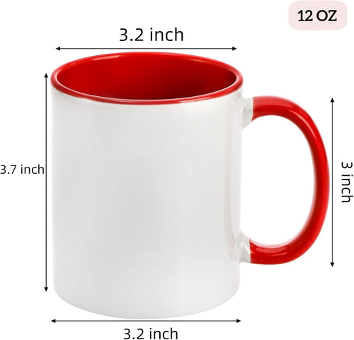 6 Packs Porcelain Sublimation Mugs, 12 OZ Blank Drinking Cups with Handles, DIY Coated Ceramic Coffee Mug Sets for Cappuccino, Tea, Milk, Latte, Hot Cocoa, Microwave and Dishwasher Safe