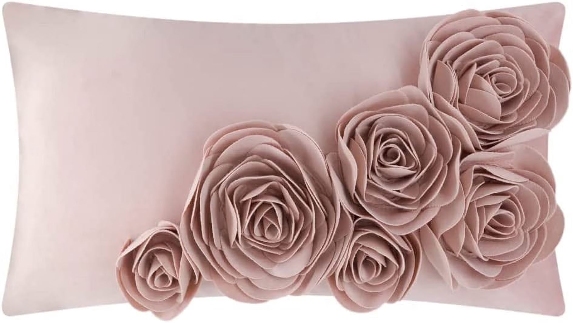 3D Rectangle Velvet Rose Throw Pillow Covers for Modern Decoration and Gift 12 X 20 Inch Rose Gold