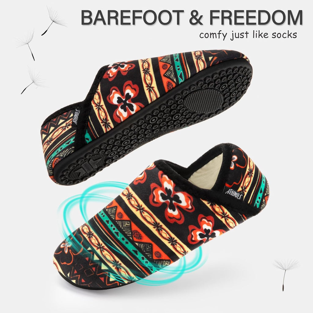 House Slippers for Women Men Indoor Barefoot House Shoes Soft Socks | Furry Slip on Cozy Comfy Flexible Machine Washable Home Bedroom Travel Hospital Yoga Gifts for Mom Grandma