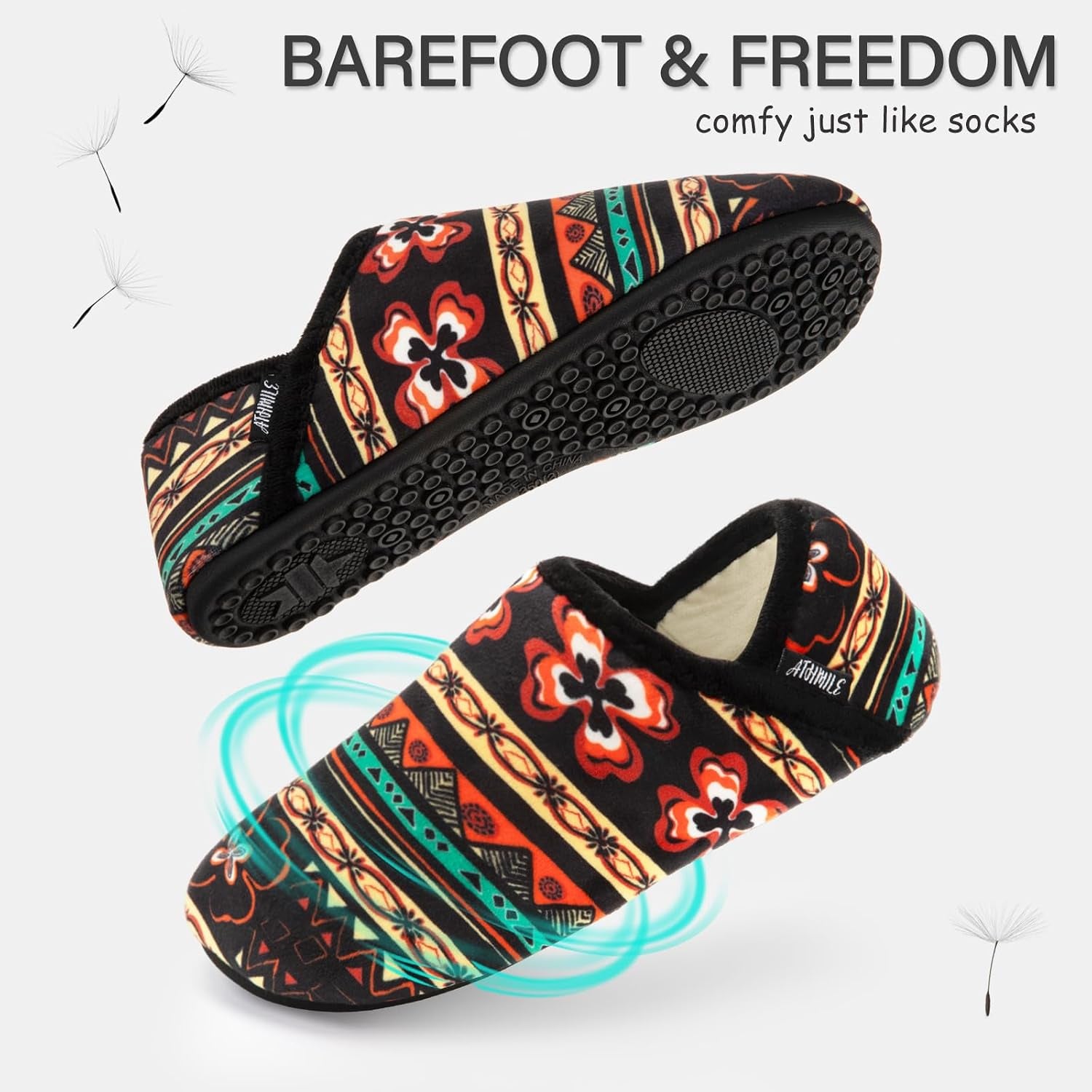 House Slippers for Women Men Indoor Barefoot House Shoes Soft Socks | Furry Slip on Cozy Comfy Flexible Machine Washable Home Bedroom Travel Hospital Yoga Gifts for Mom Grandma