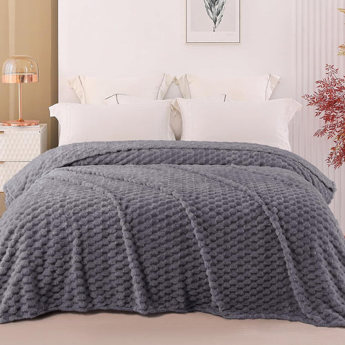 3D Fleece Twin Size Blanket for Bed, Dark Grey | Extra Soft Fuzzy Plush Lightweight Bed Blankets, Cozy Fluffy Decorative Blankets for All Seasons, 60X80 Inches