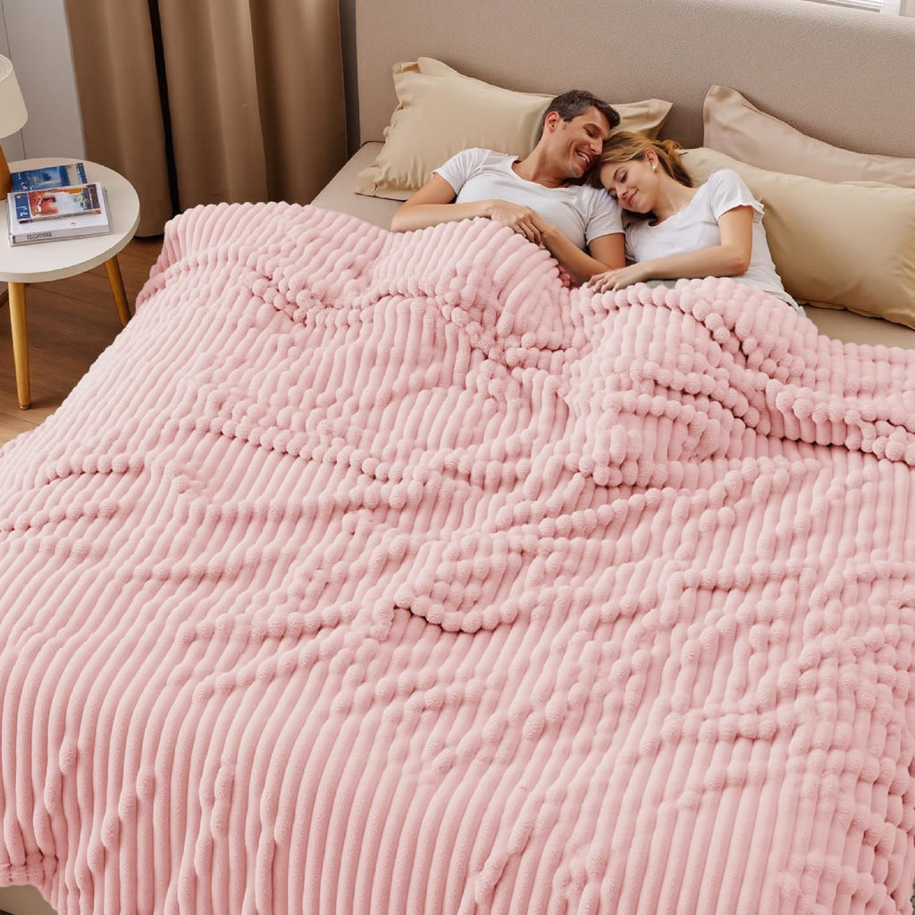 Bedsure Gentlesoft Large Fleece Blanket for Bed - Cozy Soft Throw Blankets for Women, Cute Large Throws for Girls, Coral Pink, 120X120 Inches