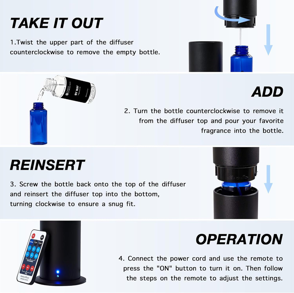 Hotel Waterless Scent Diffuser with 6 Fragrance Oils Covers up to 700 Sq Ft | Cold Air Scent Diffuser with APP Control, 6 Fragrance Oils, Open Bottle Design, Quiet Operation, for Home/Office/Hotel/Ect.