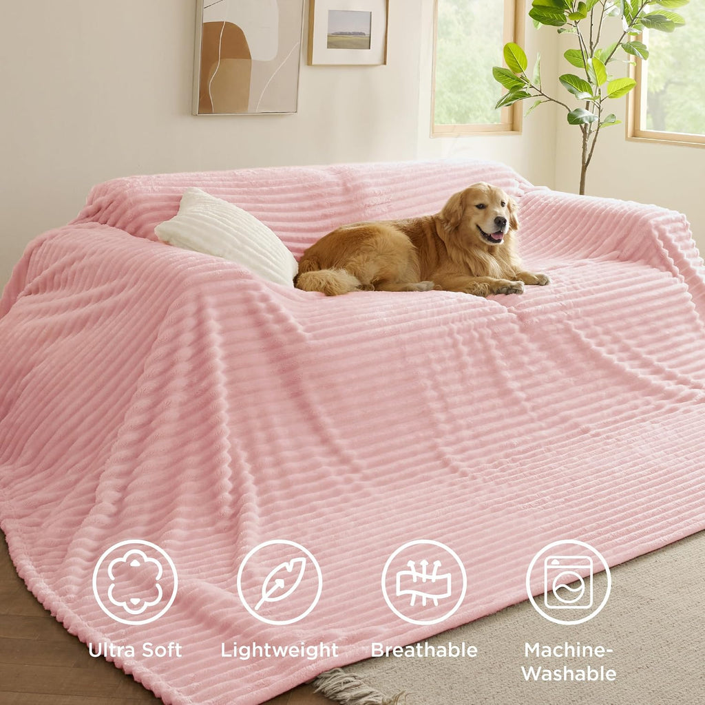 Bedsure Gentlesoft Large Fleece Blanket for Bed - Cozy Soft Throw Blankets for Women, Cute Large Throws for Girls, Coral Pink, 120X120 Inches