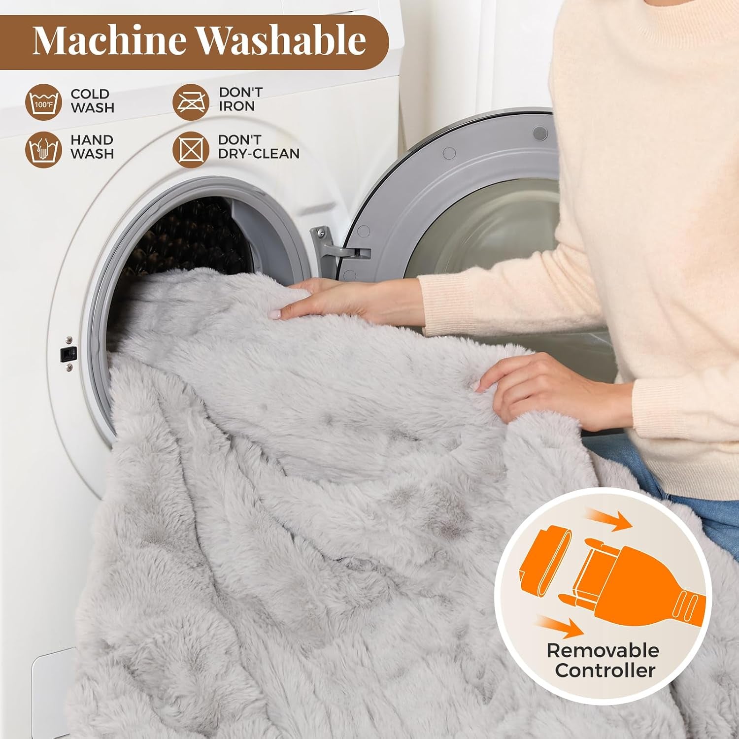 Wearable Heated Blanket Hoodie, Luxury Faux Fur & Sherpa Electric Throw Blanket, Heated Shawl Wraps Poncho with Pockets for Women Men, 3 Heat Levels & 12H Timer, ETL & FCC Certified 40"X70" Light Grey