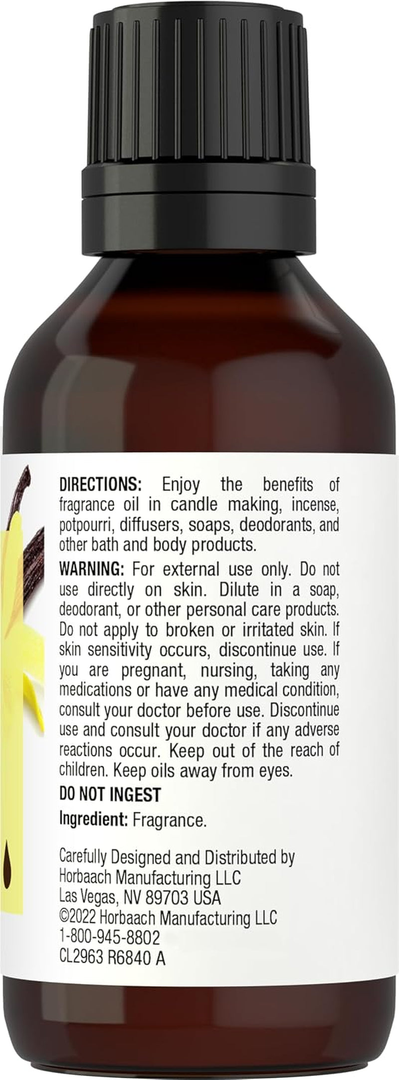Horbaach Vanilla Fragrance Oil | 1 Fl Oz | for Candle, Perfume, Soap Making, Diffusers & Aromatherapy
