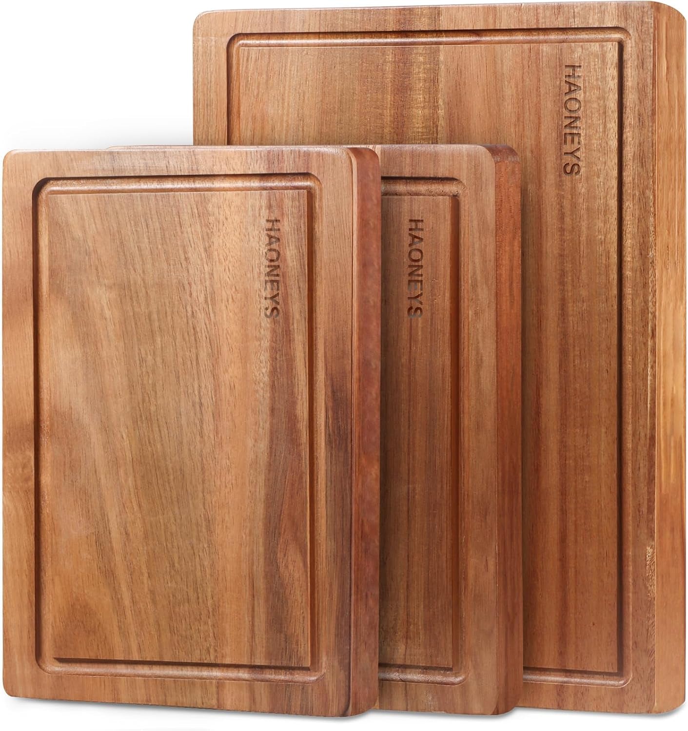 Wood Cutting Boards Set of 3 for Kitchen, Large Wooden Cutting Board with Juice Groove, Charcuterie Board, Chopping Board for Meat, Cheese, Fruits, and Vegetables
