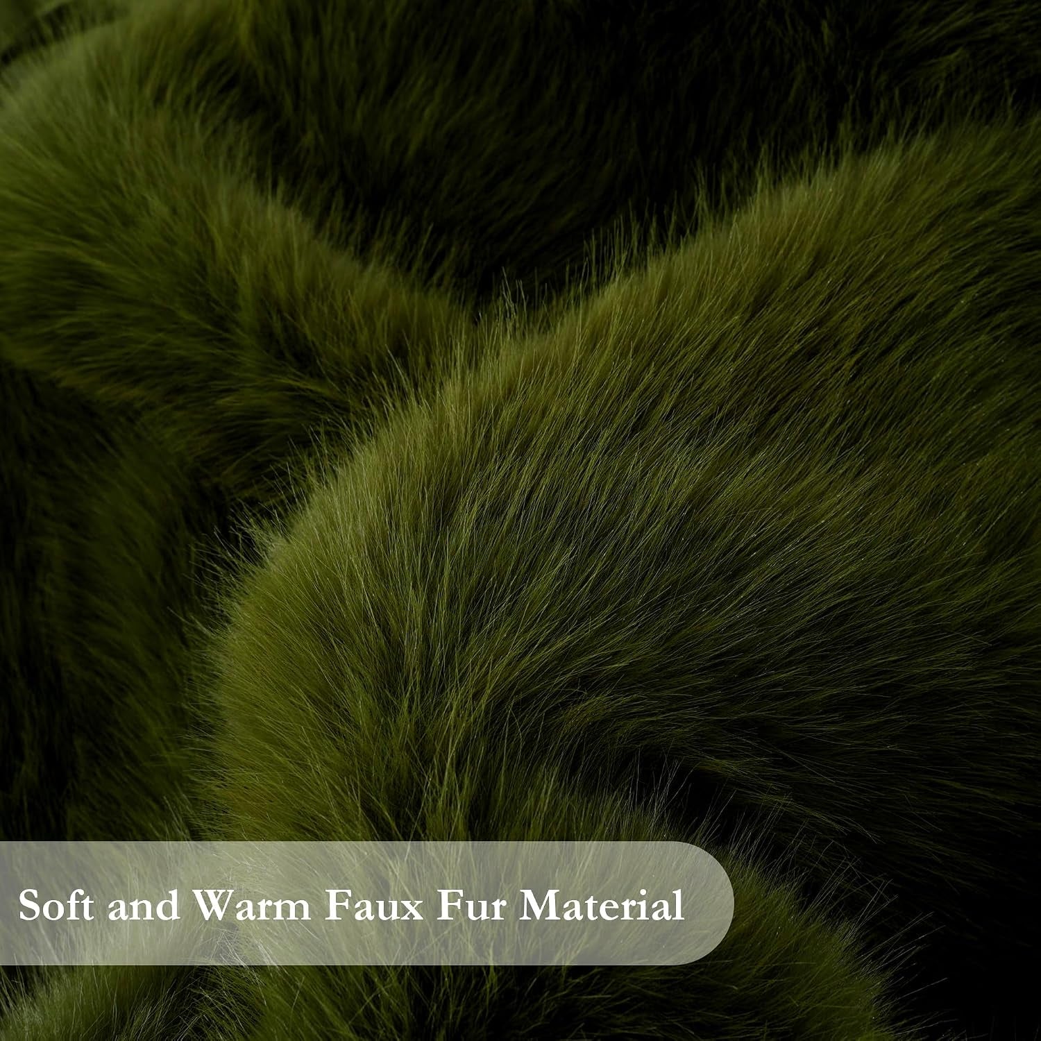 Luxury Fluffy Green Faux Fur Throw Blanket, Cozy Warm Fur Blanket for Couch, Sofa, Chair, Bed, Plush Fuzzy Fur Throws with Long Pile, 50"X60"