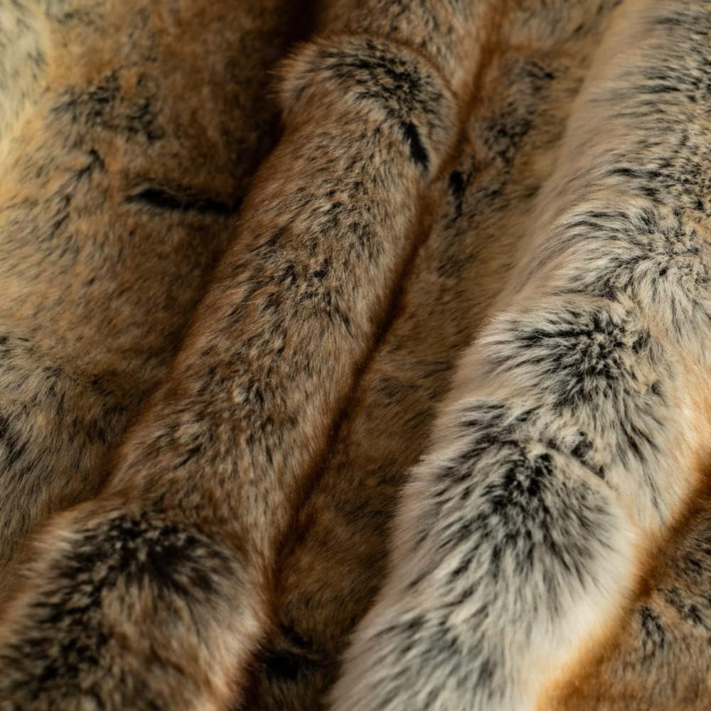 BATTILO Luxury Brown Faux Fur Throw Blanket for Couch,50"X60", Shaggy | Super Thick Warm Elegant Cozy Plush Furry Fuzzy Fluffy Faux Fur Blankets for Bed, Sofa, Living Room, Home Decor