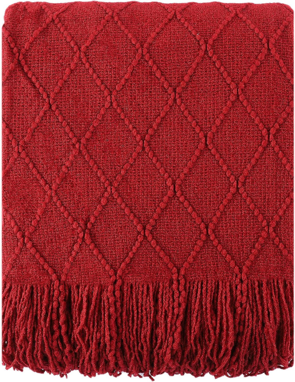 Christmas Decor Red Throw Blanket for Couch, Boho Bed Throws for Foot of Bed, Decorative Red Throws for Sofa Living Room, 50"X60"