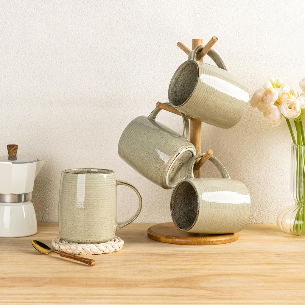 Large Coffee Mugs Set of 4, 18Oz Handmade Ceramic Coffee Mugs Set with Gradient Color for Latte/Tea/Beer/Hot Cocoa, Dishwasher & Microwave Safe, Cappuccino