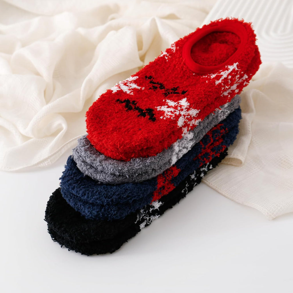 Cozy Winter Fuzzy Women Socks Grip Slippers Fluffy House Non Skid Microfiber Socks