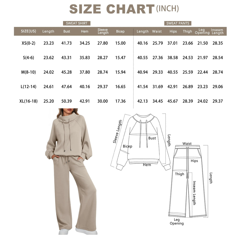2 Piece Outfits Women Sweatsuits Drawstring Sweatshirt Lounge Sets 2025 Fall Wide Leg Sweatpants Tracksuit with Pockets