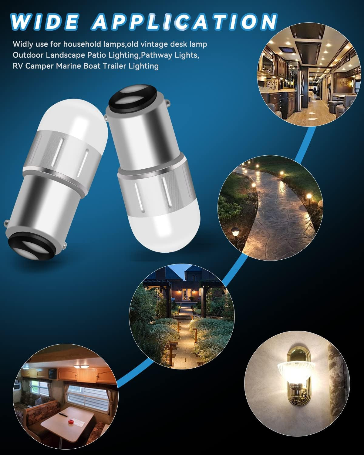 1076 LED Bulb BA15D 90 1176 1142 1004 for Landscape RV 10-30V AC/DC | 3000K Warm White 2Pack, Bi-Polar Dimmable,No Flicker, Desk Lamps Patio Pathway Lights Marine Boat Camper or Trailer Lighting