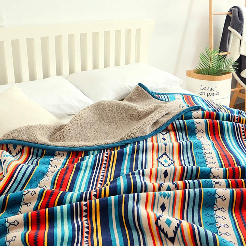 Large Bed Blankets 60 X 80 Inch for Bed, Sofa, Couch and Camping Fuzzy Warm Bohemian Fleece Blanket Twin Size