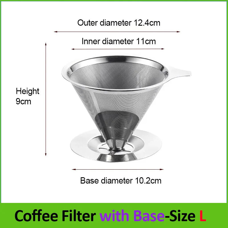 Reusable Coffee Filter Holder Double Layer 304 Stainless Steel Coffee Tea Strainer Coffee Accessories Coffee Making Tool