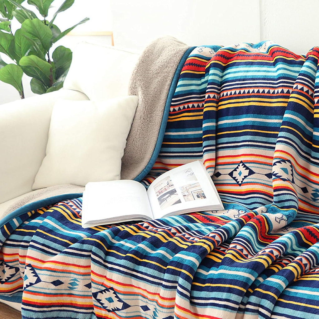 Large Bed Blankets 60 X 80 Inch for Bed, Sofa, Couch and Camping Fuzzy Warm Bohemian Fleece Blanket Twin Size