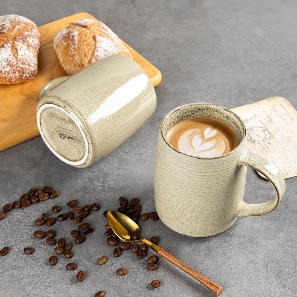 Large Coffee Mugs Set of 4, 18Oz Handmade Ceramic Coffee Mugs Set with Gradient Color for Latte/Tea/Beer/Hot Cocoa, Dishwasher & Microwave Safe, Cappuccino