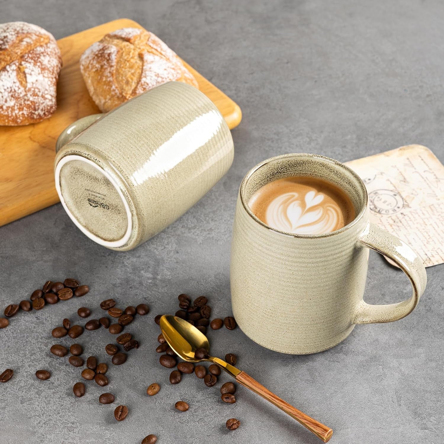 Large Coffee Mugs Set of 4, 18Oz Handmade Ceramic Coffee Mugs Set with Gradient Color for Latte/Tea/Beer/Hot Cocoa, Dishwasher & Microwave Safe, Cappuccino