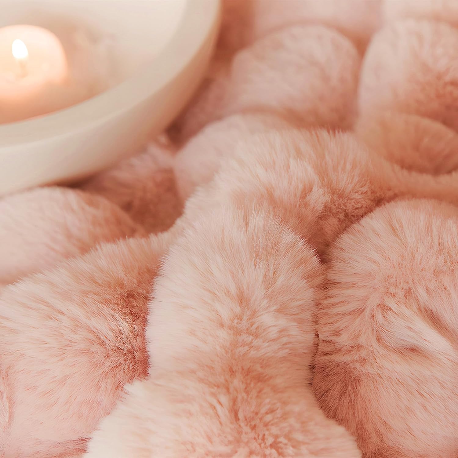 Pink Faux Fur Throw Blanket for Girls 50''X60'' Decorative Shaggy Velvet Blanket Fluffy Cozy Plush Warm Bed Throws for Bedroom, Living Room, Couch, Sofa, Office, Camping