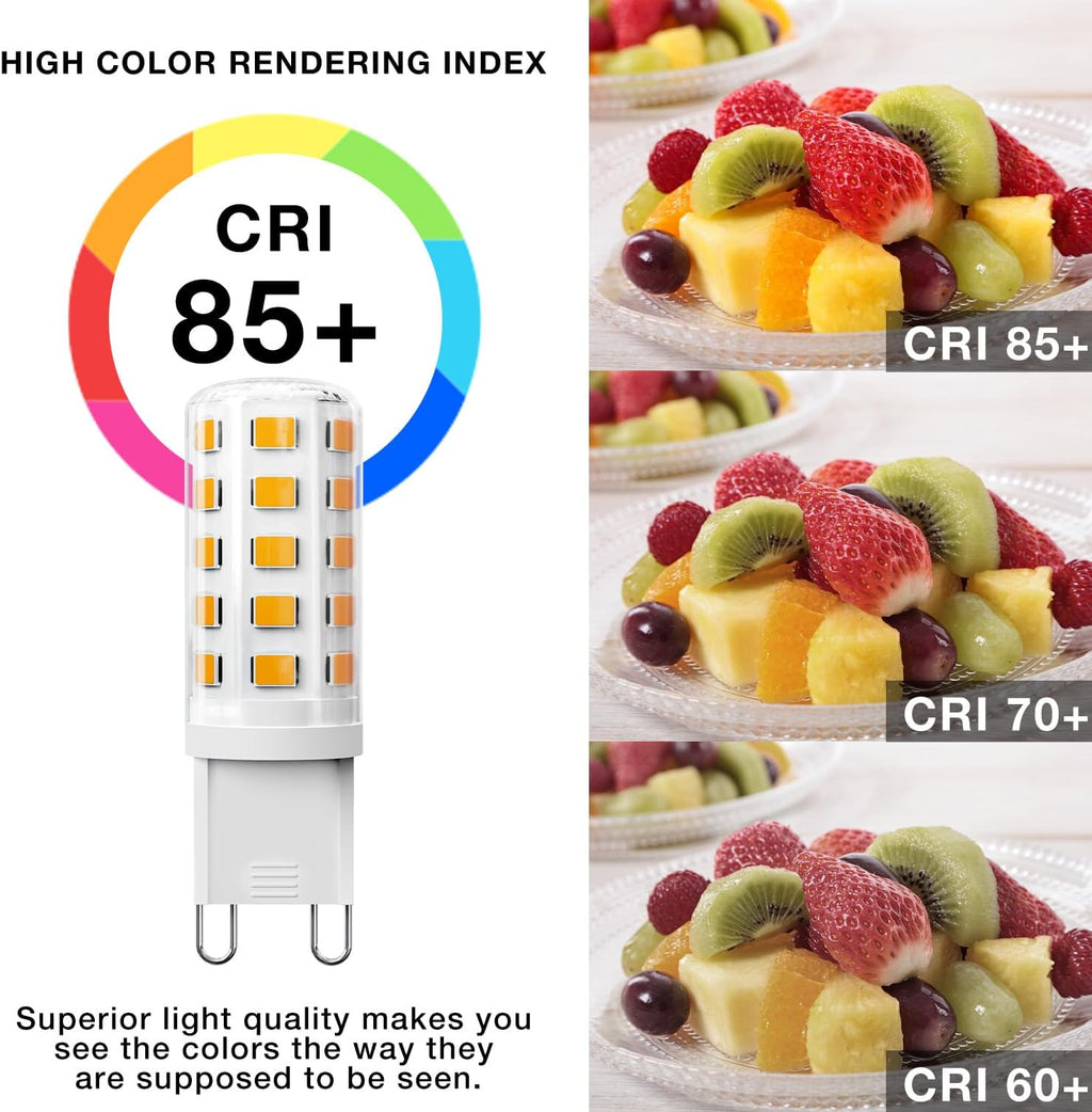 DAYBEETER 12 Pack Dimmable G9 LED Bulb 4W (40 Watt Equivalent), 2700K Soft Warm White, G9 Halogen Bulb T4 G9 Bi-Pin Base Light Bulbs for Chandelier,120V 450LM 360 Beam Angle No-Flicker G9 Bulb