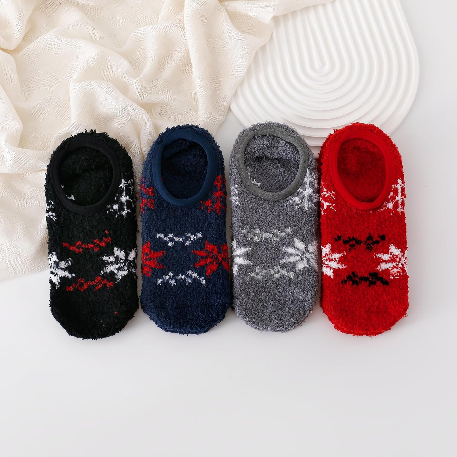 Cozy Winter Fuzzy Women Socks Grip Slippers Fluffy House Non Skid Microfiber Socks