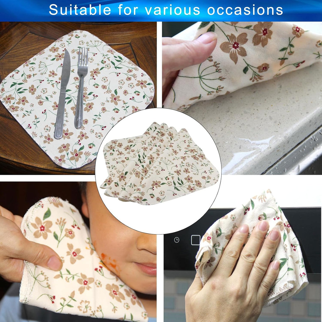 Reusable Paper Towels Cotton Cloths (12Pcs), Absorbent Kitchen Dishcloths (10X10 Inch) Washable Paperless Towels Zero Waste Alternative Napkins for Kitchen Household Cleaning
