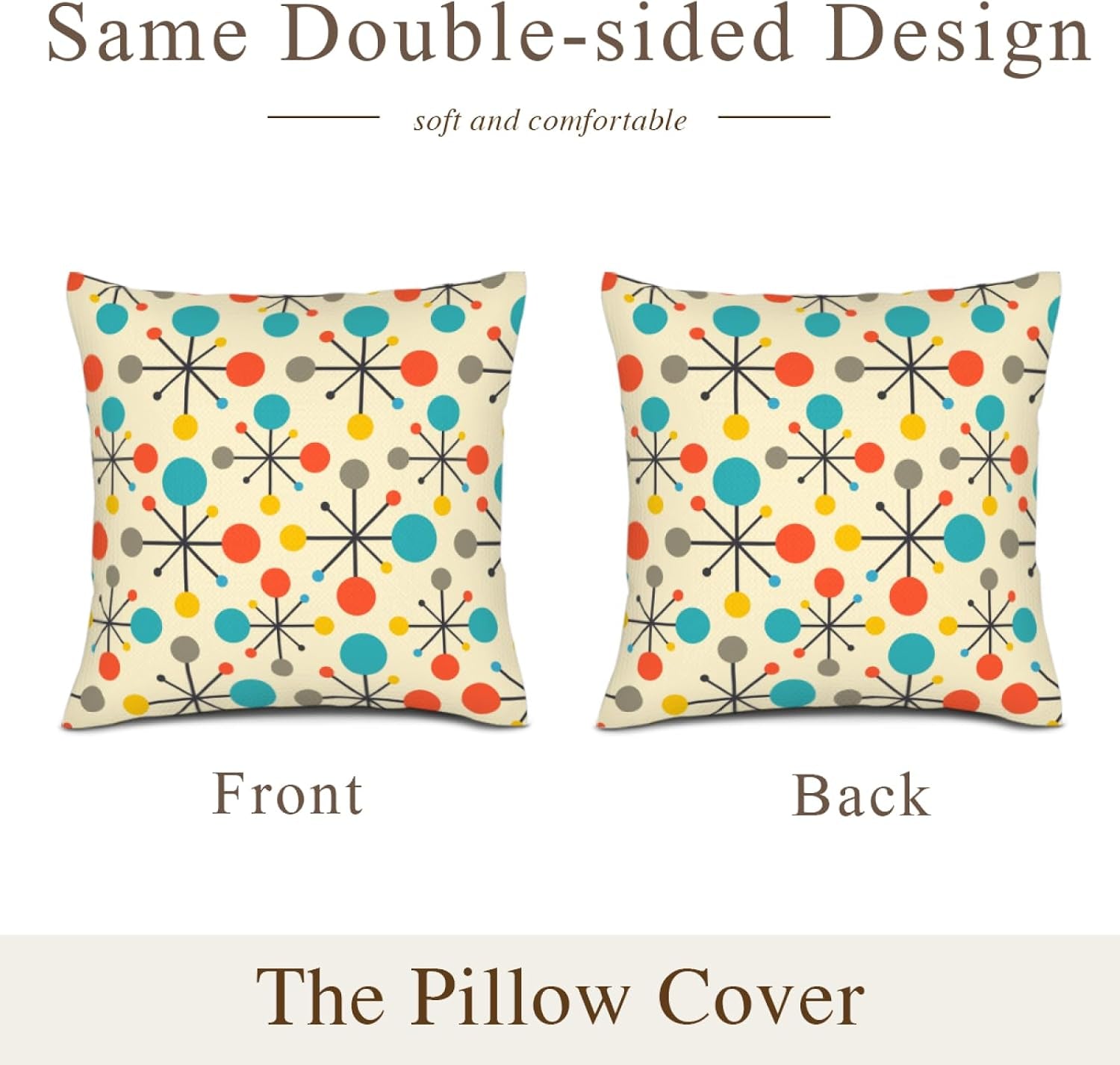 Mid Century Modern Atomic Throw Pillows Covers 18"X18" Set of 2, Retro Decorative Pillow Cases for Couch Sofa Living Room,Yellow Cushion Covers