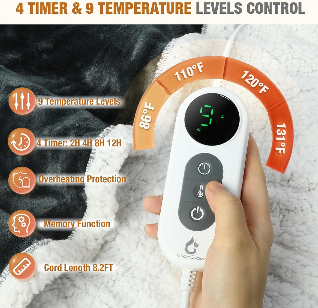 Wearable Heated Blankets, Electric Snuggle Blanket Heated Robe | with Foot Pockets, Sleeves, Hood, Waist Belt, 50"X70" Wearable Electric Heating Throw Blanket, 9 Heat Settings, 4 Timers