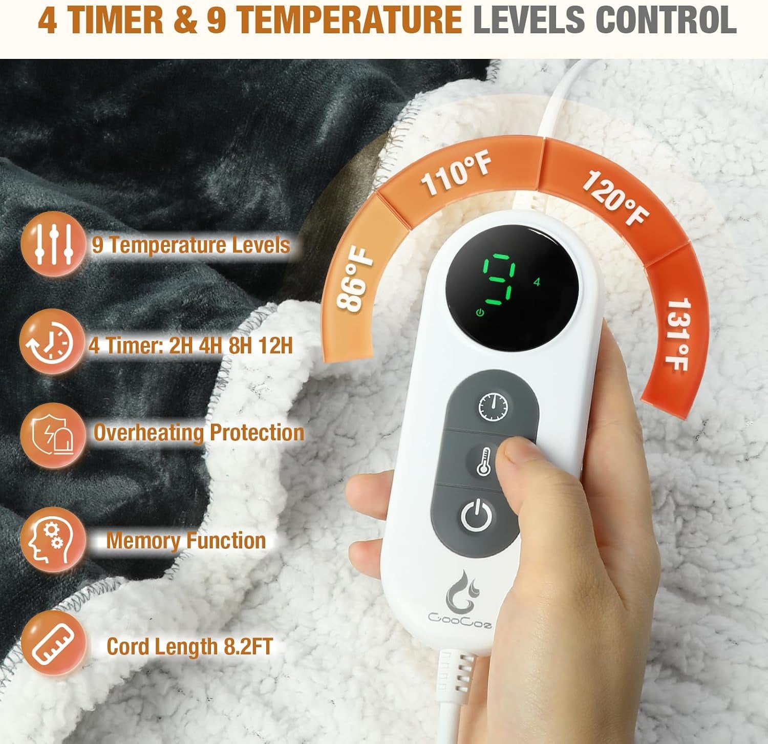 Wearable Heated Blankets, Electric Snuggle Blanket Heated Robe | with Foot Pockets, Sleeves, Hood, Waist Belt, 50"X70" Wearable Electric Heating Throw Blanket, 9 Heat Settings, 4 Timers