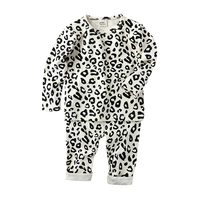 Kids' Cotton Pajamas with Leopard Print for Boys and Girls