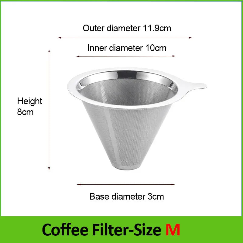 Reusable Coffee Filter Holder Double Layer 304 Stainless Steel Coffee Tea Strainer Coffee Accessories Coffee Making Tool
