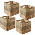 Brown Mixed Weave 10.5 In. X 10.5 In. Wicker Hyacinth Decorative Basket Storage Cube Set of 4