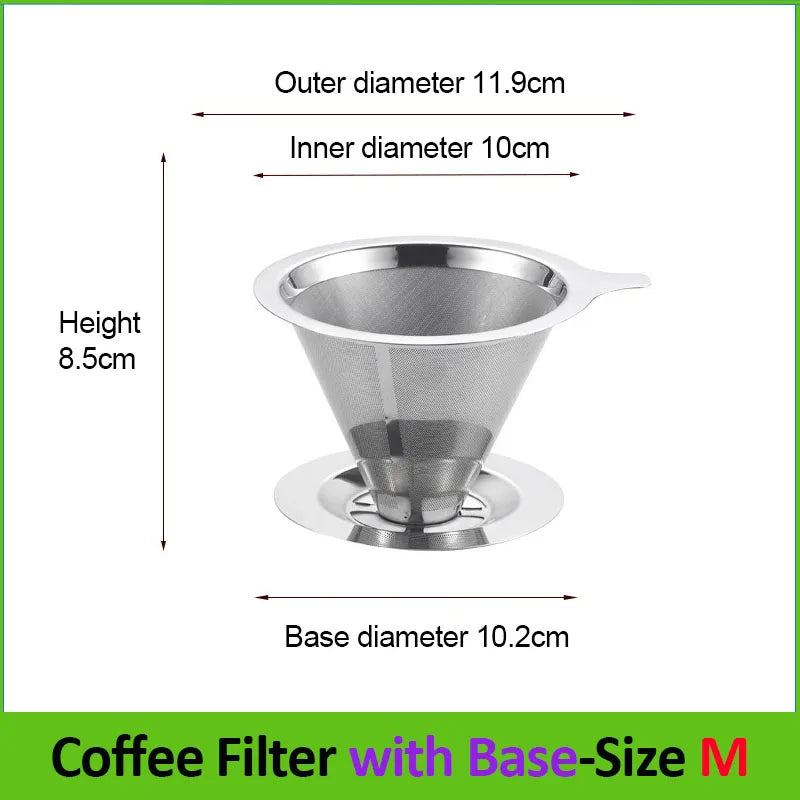 Reusable Coffee Filter Holder Double Layer 304 Stainless Steel Coffee Tea Strainer Coffee Accessories Coffee Making Tool