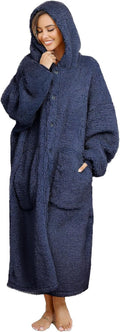 Oversized Wearable Blanket for Women,Thick Fleece Hooded Blanket for Adult,Cozy Sherpa Hoodies as Gifts for Mom