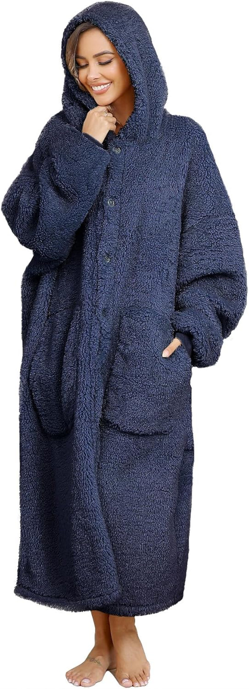 Oversized Wearable Blanket for Women,Thick Fleece Hooded Blanket for Adult,Cozy Sherpa Hoodies as Gifts for Mom