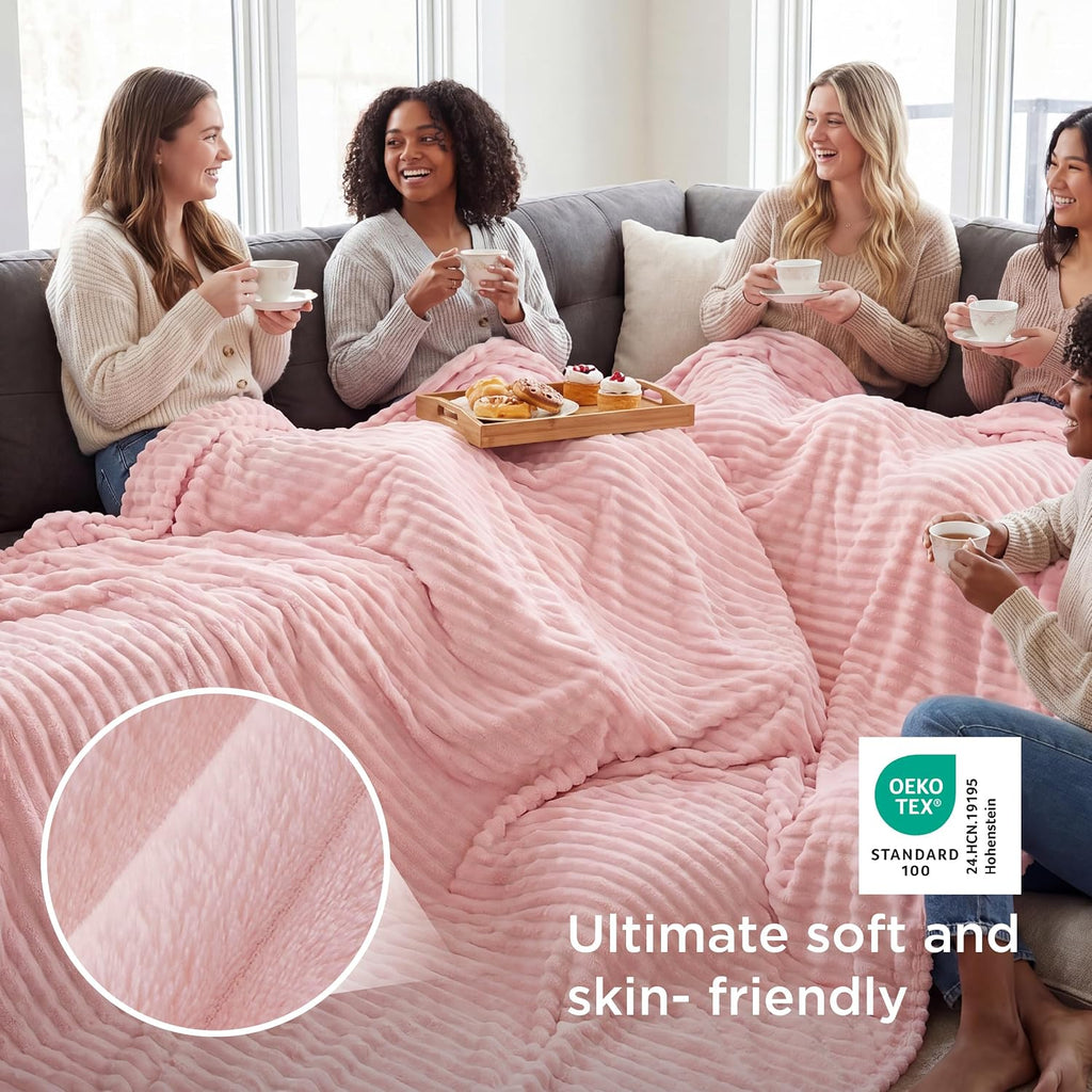 Bedsure Gentlesoft Large Fleece Blanket for Bed - Cozy Soft Throw Blankets for Women, Cute Large Throws for Girls, Coral Pink, 120X120 Inches