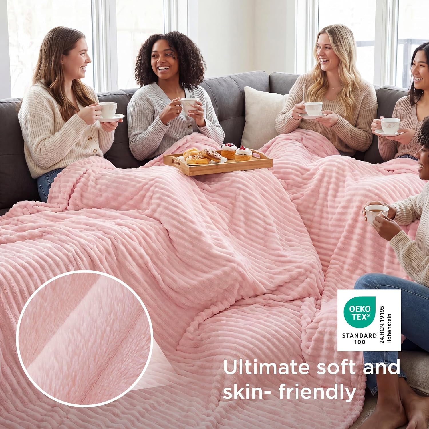 Bedsure Gentlesoft Large Fleece Blanket for Bed - Cozy Soft Throw Blankets for Women, Cute Large Throws for Girls, Coral Pink, 120X120 Inches