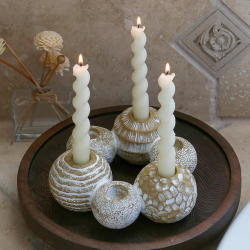 2-In-1 Gold Candle Holder Centerpiece for 6 Candles – Tealight & Taper Candle Holder, Gold Table Decor for Dining Room, Coffee Table, Boho, Rustic or Modern Home Decor