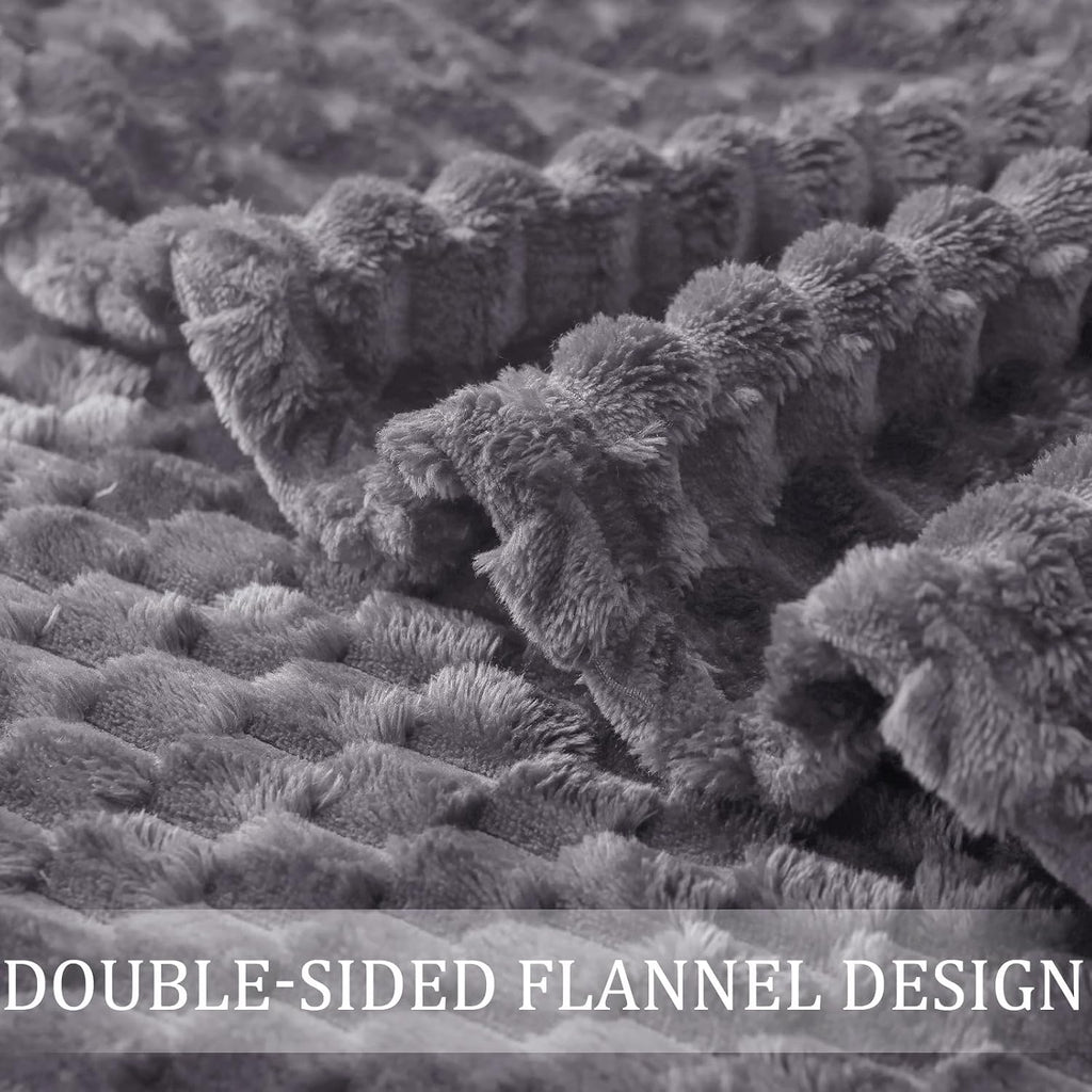 3D Fleece Twin Size Blanket for Bed, Dark Grey | Extra Soft Fuzzy Plush Lightweight Bed Blankets, Cozy Fluffy Decorative Blankets for All Seasons, 60X80 Inches