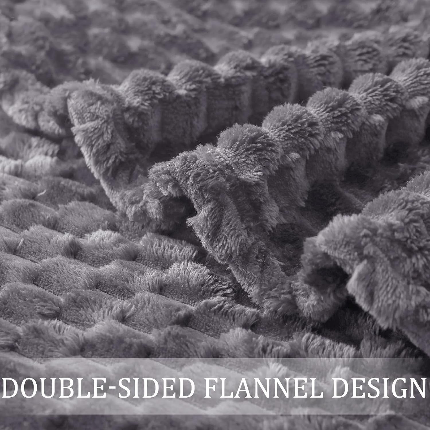 3D Fleece Twin Size Blanket for Bed, Dark Grey | Extra Soft Fuzzy Plush Lightweight Bed Blankets, Cozy Fluffy Decorative Blankets for All Seasons, 60X80 Inches