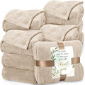 12Pcs 50 X 60'' Sherpa Fleece Throw Blanket Bulk with Thank You Cards and Ribbon Soft Sherpa Throw Warm Fleece Blankets for Wedding Gifts Bed Couch Sofa Season(Khaki)