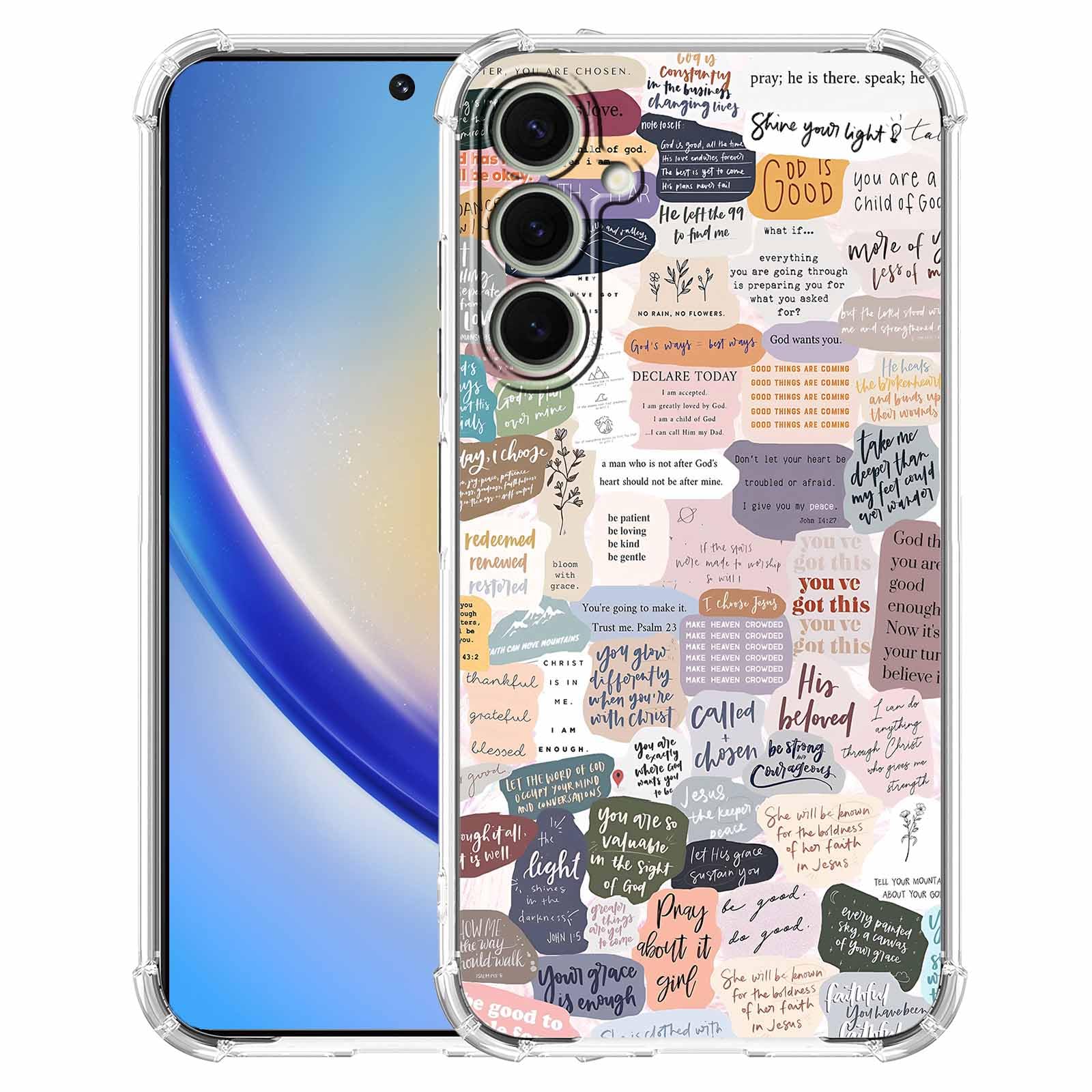 Bible Verses for Samsung Galaxy A54 5G CaseChristian Jesus Quotes Collage Pattern for ChristiansTrendy Soft TPU Protective Case Compatible with Galaxy A54