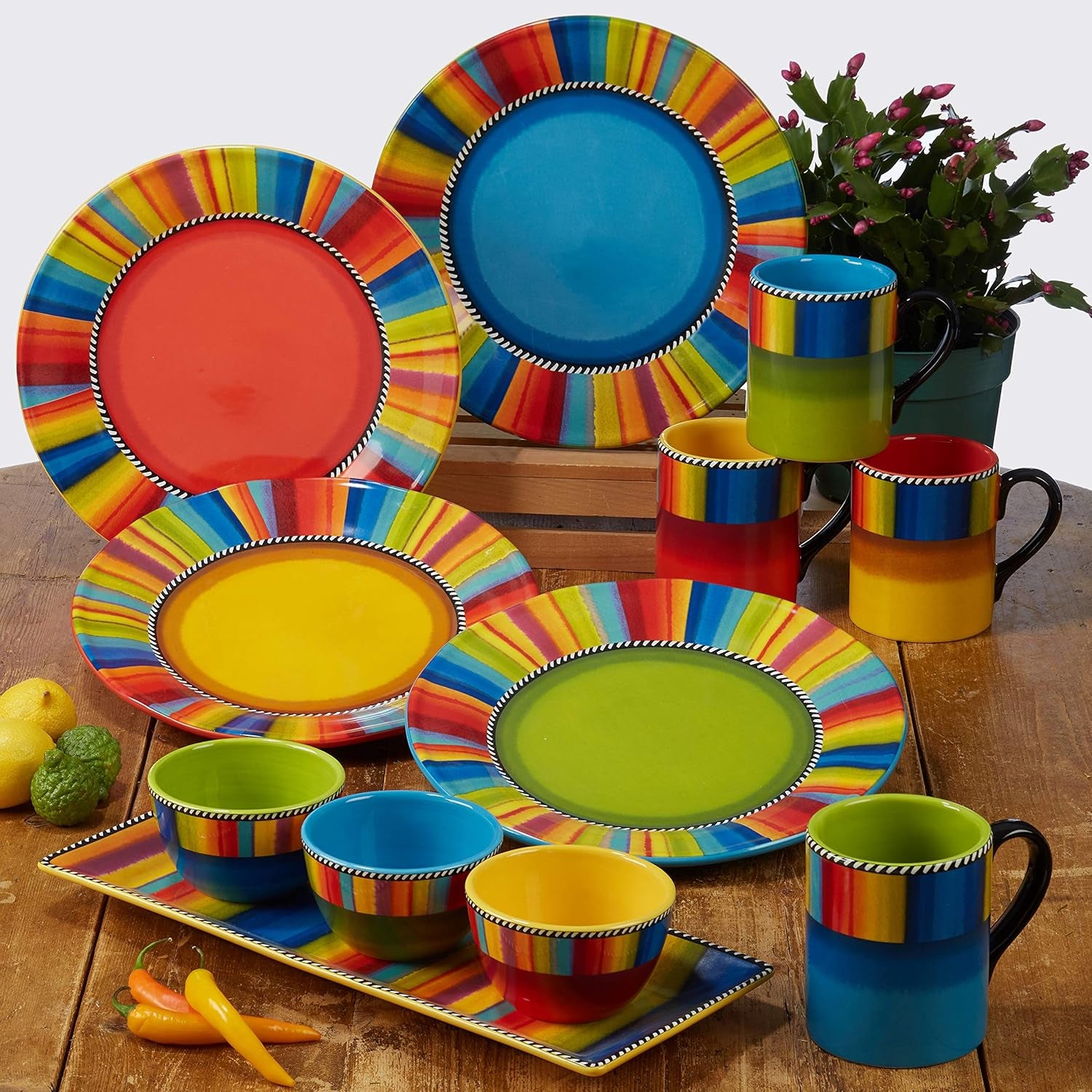 Sierra 16 Oz. Mug Set of 4 Assorted Multicolor – Great for Hot Beverages, Coffee, Tea, Cocoa, or Displaying a Splash of Color in Your Kitchen