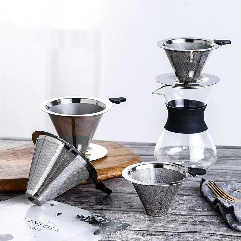 Reusable Coffee Filter Holder Double Layer 304 Stainless Steel Coffee Tea Strainer Coffee Accessories Coffee Making Tool