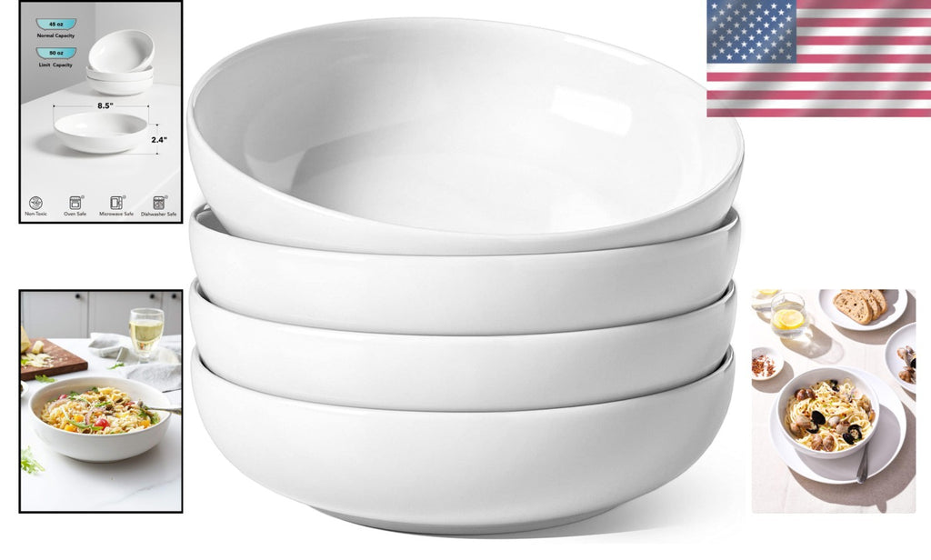 Pasta Bowls Set 45 Oz Large Ceramic Serving Bowls for Salad Soup Noodles