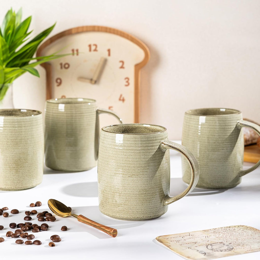 Large Coffee Mugs Set of 4, 18Oz Handmade Ceramic Coffee Mugs Set with Gradient Color for Latte/Tea/Beer/Hot Cocoa, Dishwasher & Microwave Safe, Cappuccino